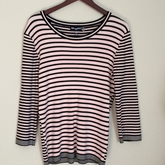 Karl Lagerfeld Striped Sweater Top  NWT  XL - Picture 1 of 5